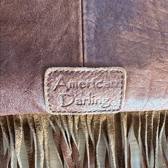 Brown and White Fringe Leather Bag - Picture 5 of 5